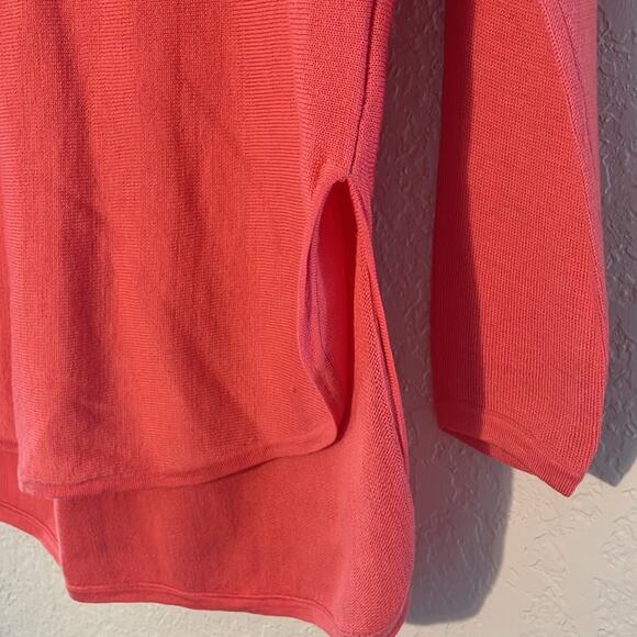Eileen Fisher 100% Merino Wool Sweater Tunic Top Coral Orange Oversized Fall - Picture 5 of 7